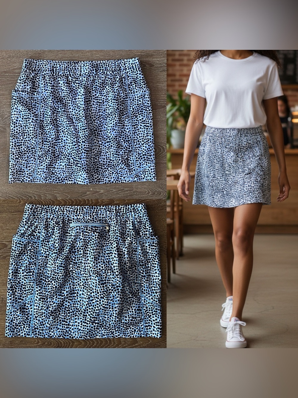 Chico’s Zenergy Blue Skort skirt active casual wear Size 2.5 US 14 EUC